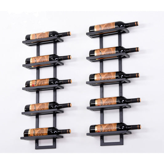 Modern Iron Wall-mounted Wine Holder Simple Hanging Wine Rack Holder Iron Art Wine Support Cabinet Flat Tilted Types 2-6 Bottles