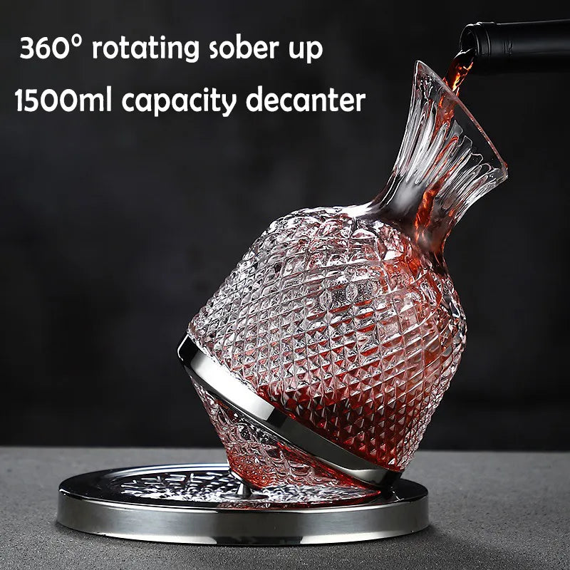 360 Rotating Crystal Glass Wine Decanter 1500ml